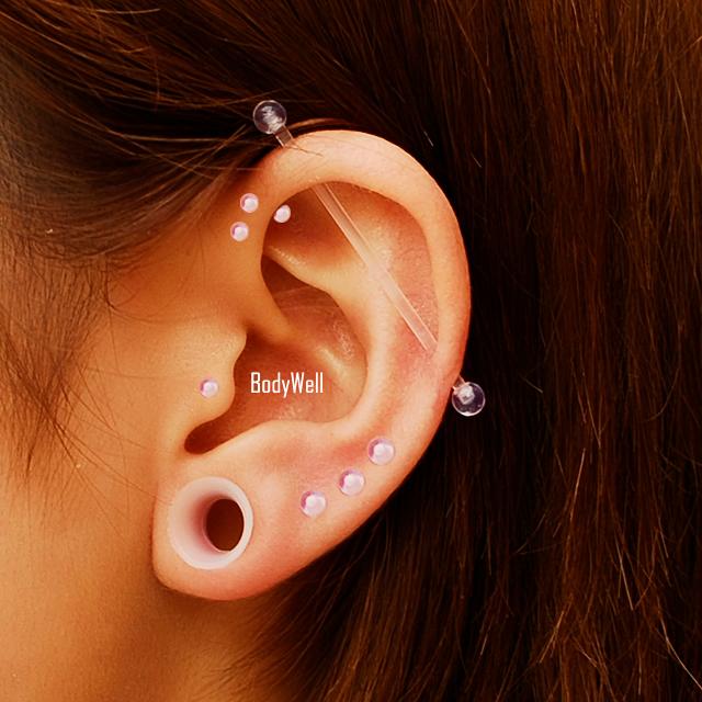 ボディピアス 16G 透明ピアス シークレット 隠せるピアス クリアボール