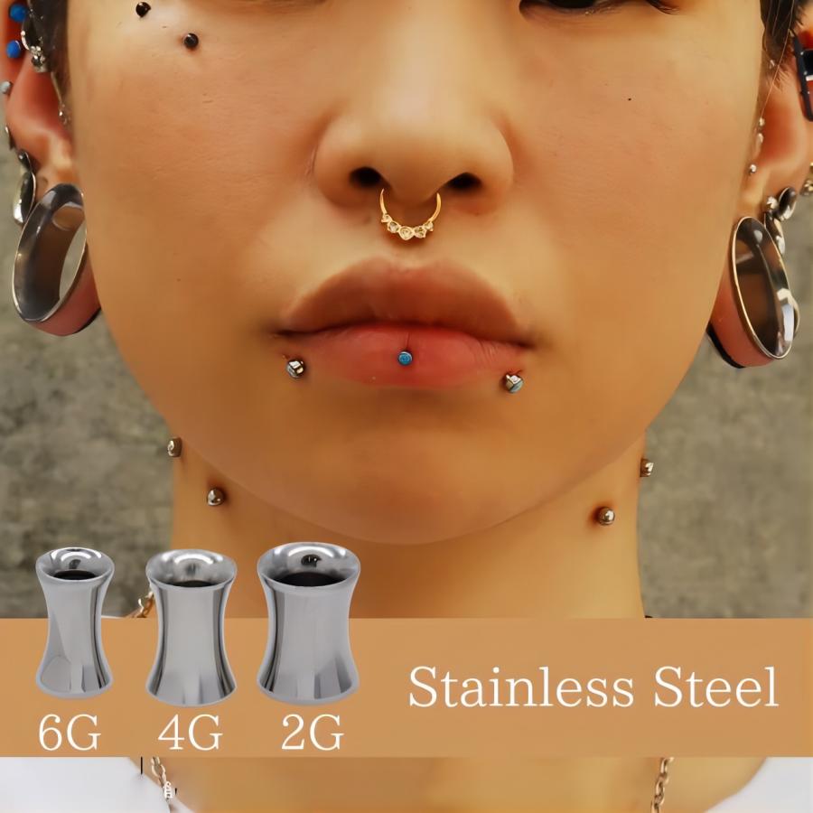 ボディピアス 6G 4G 2G ステンレスピアス リデュースドフレア ダブル
