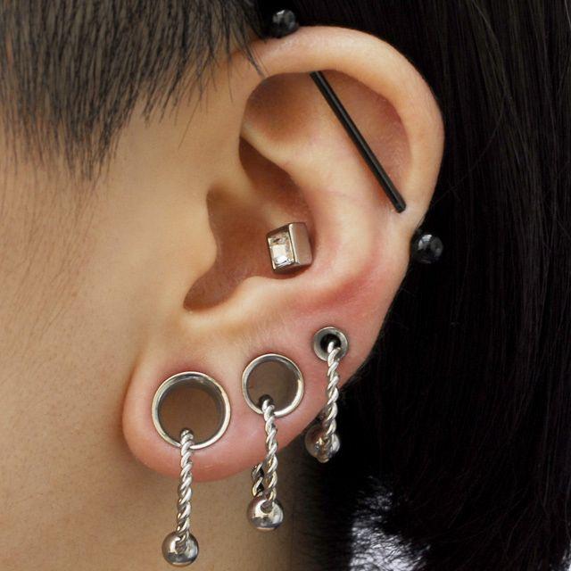 ボディピアス 0G 00G 11mm ステンレスピアス リデュースドフレア