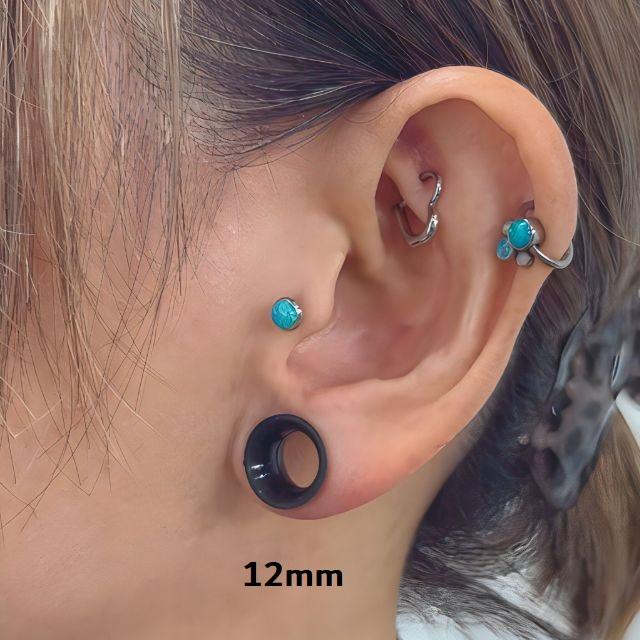 ボディピアス 14mm 16mm 18mm 拡張ピアス ブラック シリコン ダブル