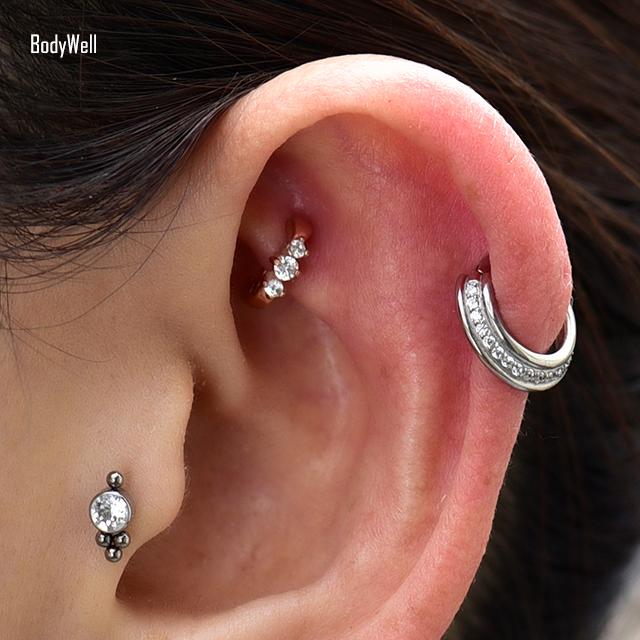 ボディピアス 16G 全2色 ワンタッチで簡単 選べる内径サイズ ストーン