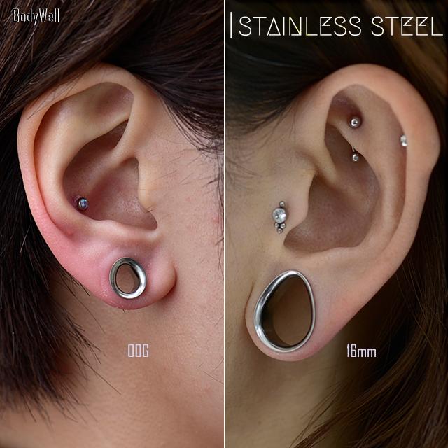 ボディピアス 2G 0G 00G 12mm ティアドロップ ダブルフレア ラージ