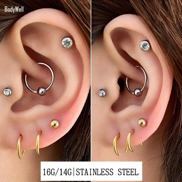 16G 14G ゴールド シンプル CLAW セプタムピアス フックピアス ロブ