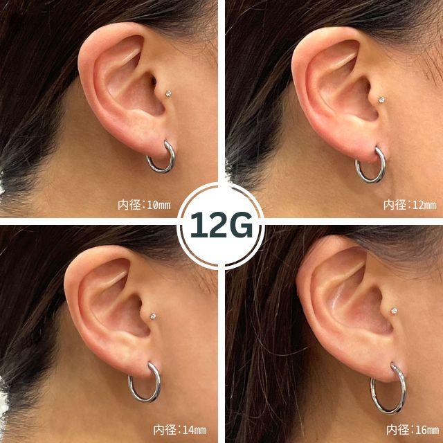 ワンタッチピアス 12g フープピアス クリッカー ステンレスピアス つけ
