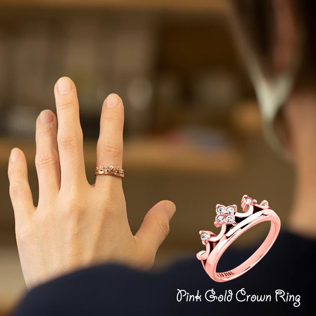 ステンレス リング 指輪 ピンクゴールド 王冠 ステンレスアクセサリー  