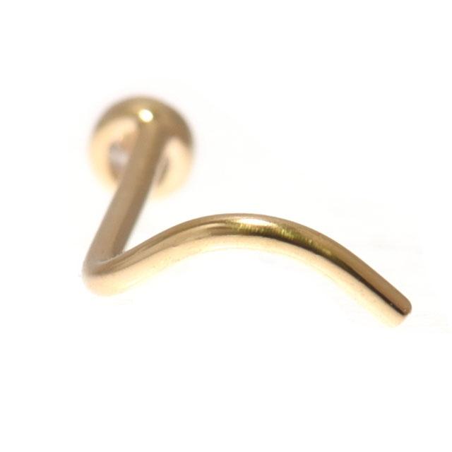 K18 鼻ピアス 18金イエローゴールド 20g ラウンド 18K ノーズスクリュー 金属アレルギー対応 ボディピアス　ジルコニアピアスの画像