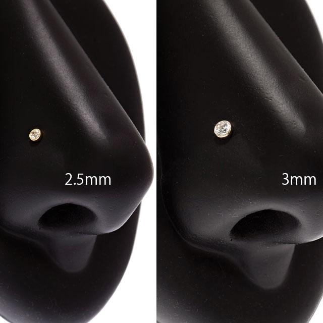 K18 鼻ピアス 18金イエローゴールド 20g ラウンド 18K ノーズスクリュー 金属アレルギー対応 ボディピアス　ジルコニアピアスの画像