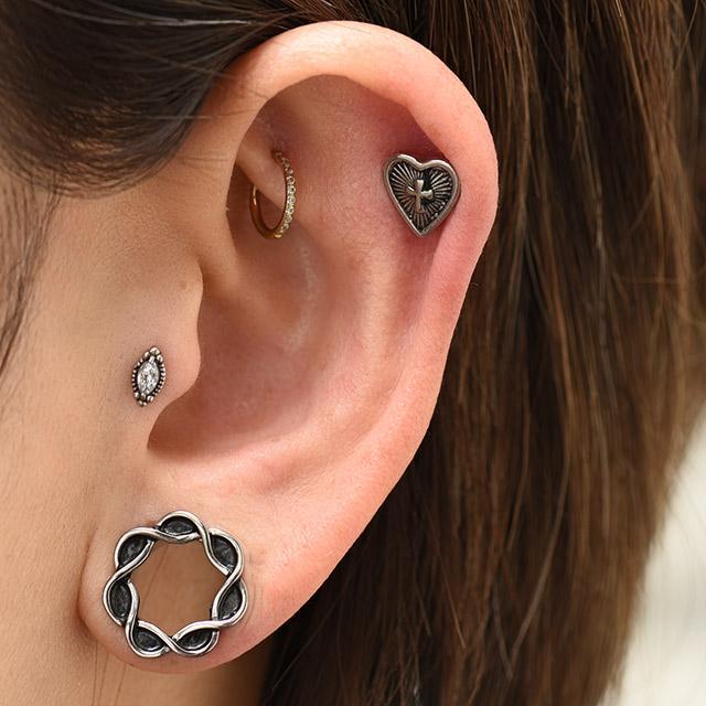 ロブ 軟骨ピアス ボディピアス 16G ハート 十字架 三日月 星