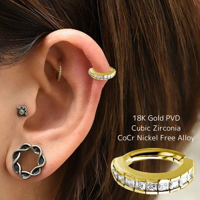 ロック ルーク へそピアス 18金ゴールドPVD 14G ゴールド オーバル