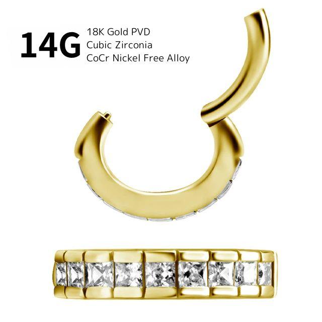 ロック ルーク へそピアス 18金ゴールドPVD 14G ゴールド オーバル