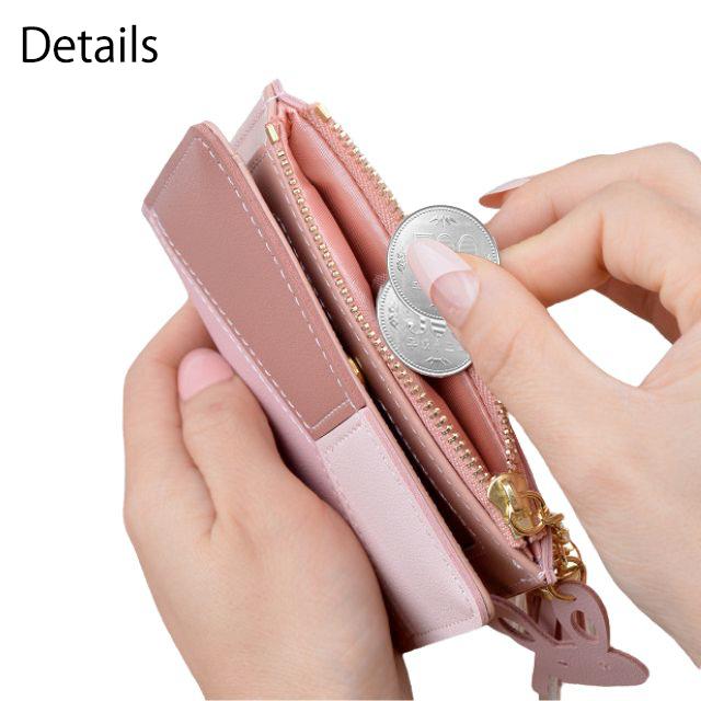 超スリム 財布 二つ折り うさぎ レディース おしゃれ ミニ財布 合皮 