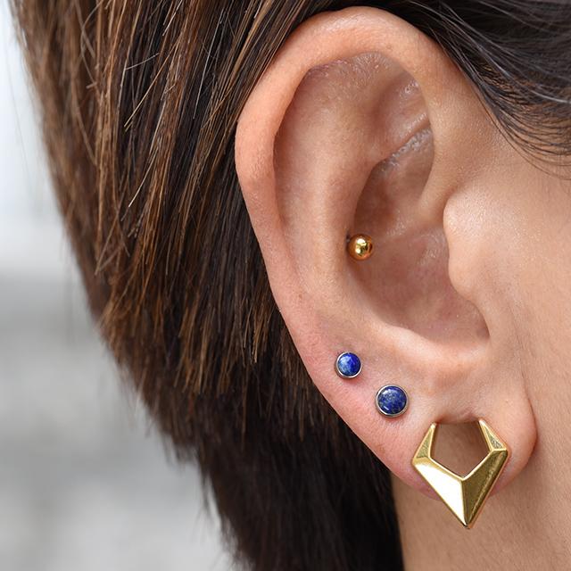 金属アレルギー対応 ラピスラズリ 18G 16G 14G チタンピアス インター