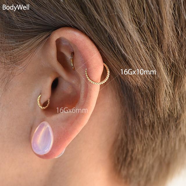 K18 16g 18金ゴールド 内径10mm ツイスト ワンタッチピアス 18K 金属