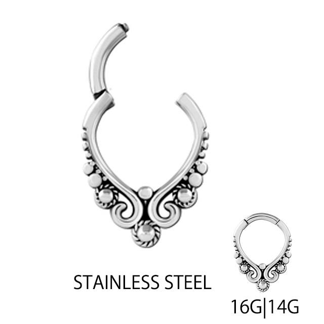 リングピアス ボディピアス 16G 14G 蔓 ツル 簡単装着 ワンタッチピアス クリッカーピアス ロブ へリックス セプタム 軟骨ピアス ステンレスピアス | ブランド登録なし | 01