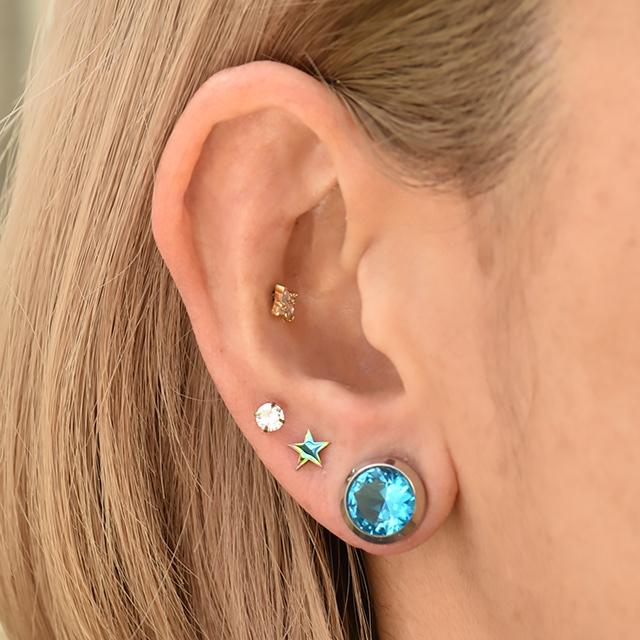 ボディピアス 2G 0G 00G 海の色 ブルー 拡張ピアス ステンレスピアス 