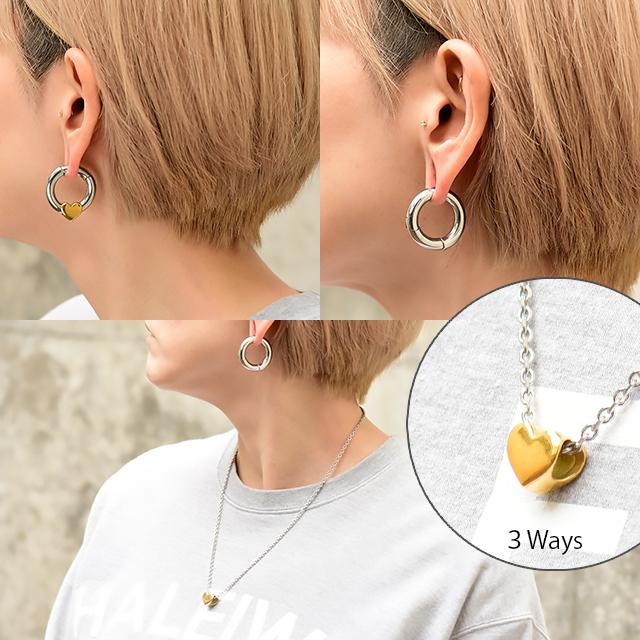 ボディピアス 2g 3WAY ハートピアス マグネット 磁石 ワンタッチピアス
