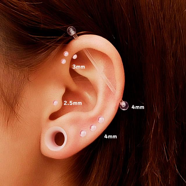 透明ピアス 16g レントゲン MRI 検査ピアス 冠婚葬祭 隠せるピアス