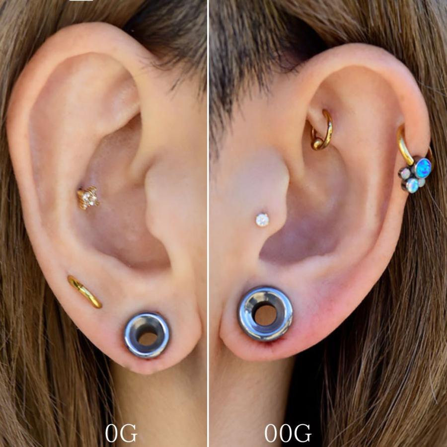 ヘマタイト 天然石ピアス 拡張ピアス 12mm 14mm 16mm ダブルフレア