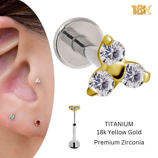 ピアス　18金 ピアス 18k プッシュピアス 20g 18g 16g 14g MINI トリニティ 18金