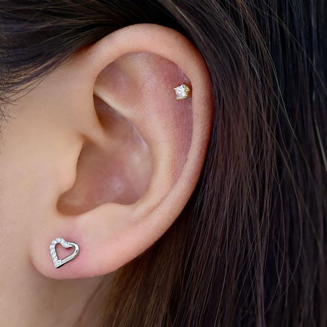 18K 18金イエローゴールド プッシュピン 20G 18G 16G 14G スクエア 立