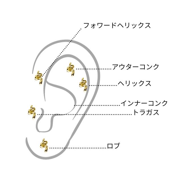 18K 18金イエローゴールド プッシュピアス 20G 18G 16G 14G スネイク 蛇ピアス 金属アレルギー対応 チタンピアス つけっぱなし ピアス ボディピアス｜bodywell｜07