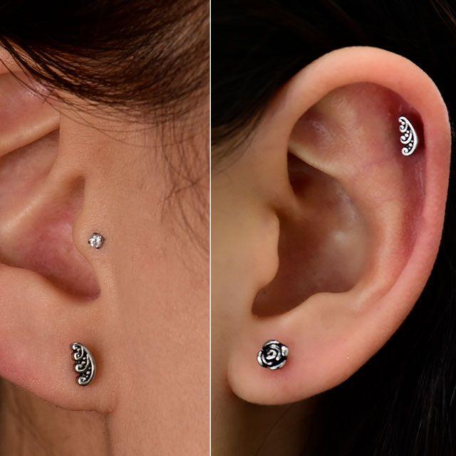 ボディピアス 16G フラワーWAVE 金属アレルギー対応 ステンレスピアス