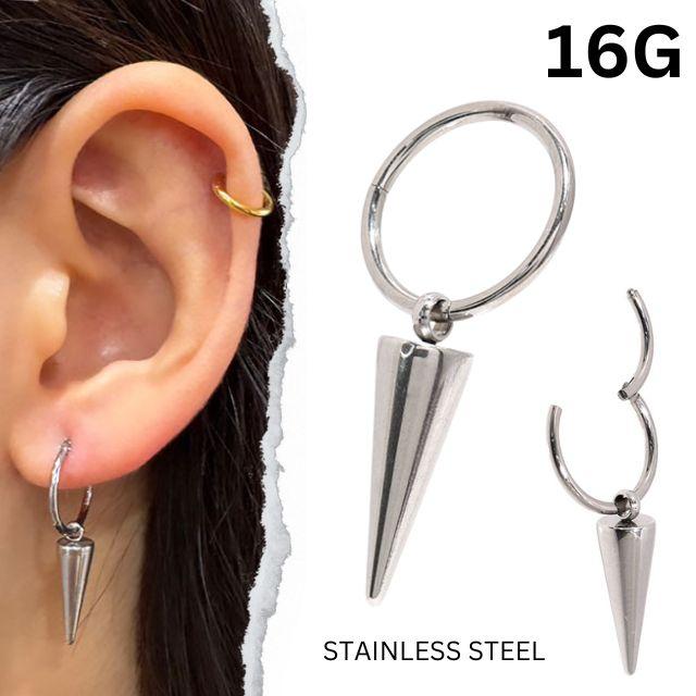 リングピアス 16G 2WAY スパイク クリッカー 軟骨ピアス ワンタッチ