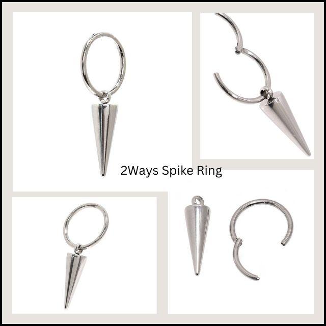 リングピアス 16G 2WAY スパイク クリッカー 軟骨ピアス ワンタッチ