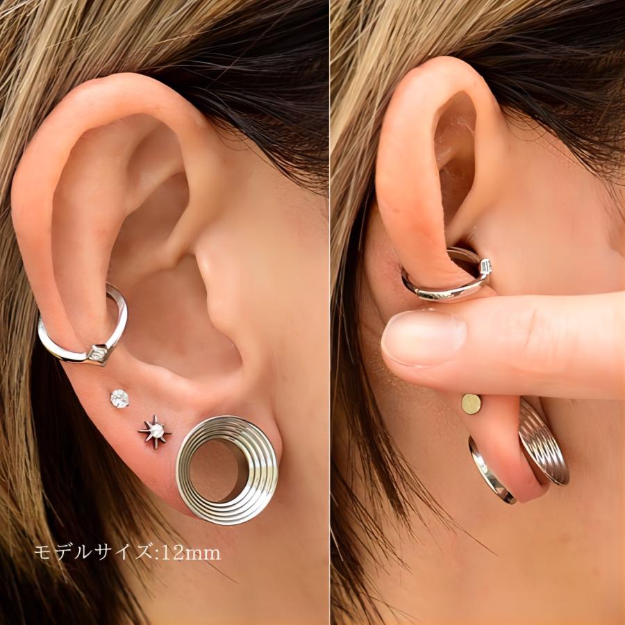 ボディピアス 16mm 19mm ラッパ型ライン ダブルフレア ステンレス