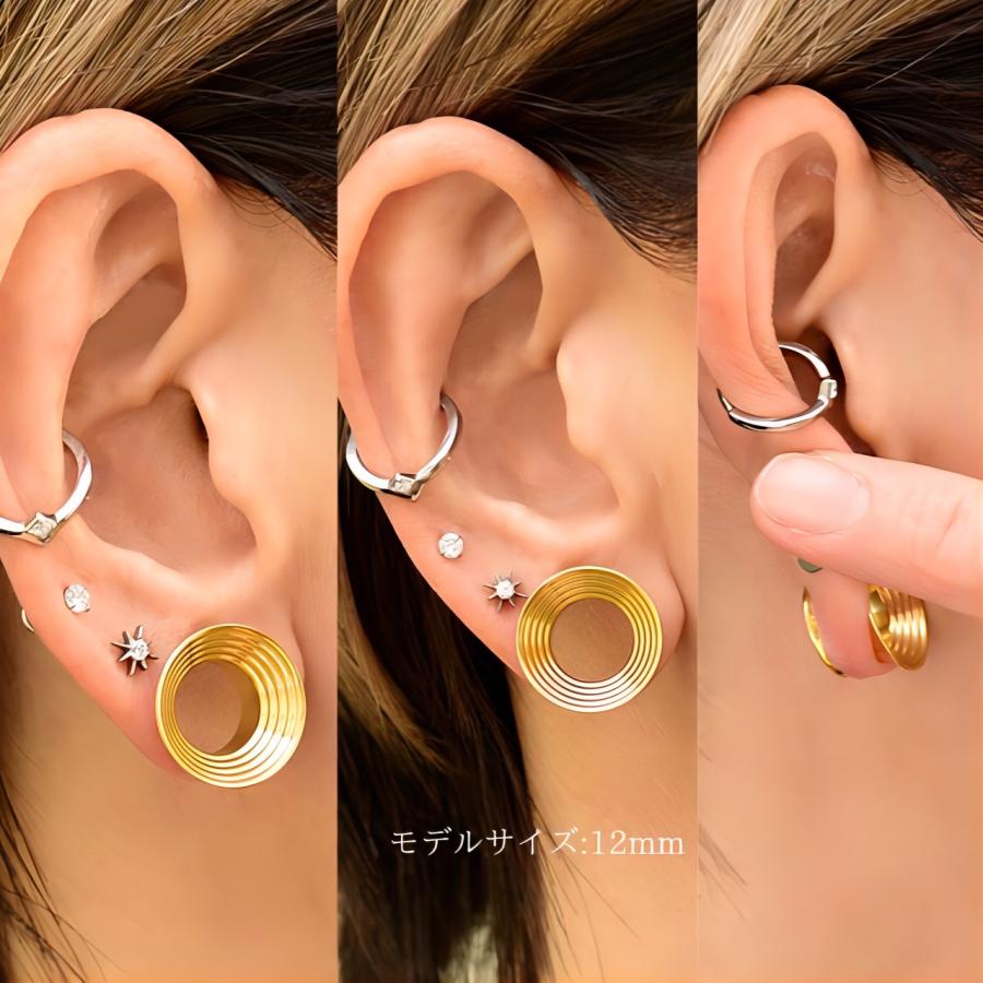 ゴールド　2.0×13mm 両身　ピアス　101サイズ同 ボディピアス 00G 12mm 14mm ゴールド ラッパ型ライン ダブルフレア