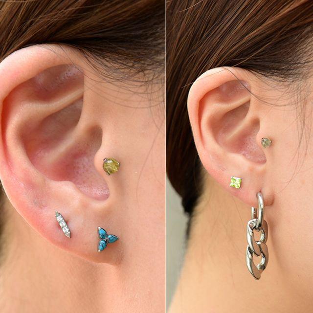 プッシュピアス 20G 18G 16G 14G ルチルクォーツ チタンピアス 金属