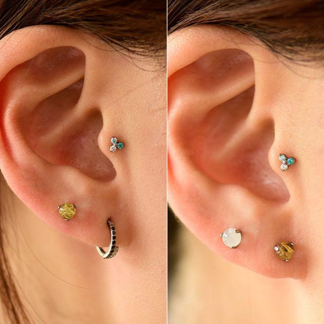 プッシュピアス 20G 18G 16G 14G ルチルクォーツ チタンピアス 金属