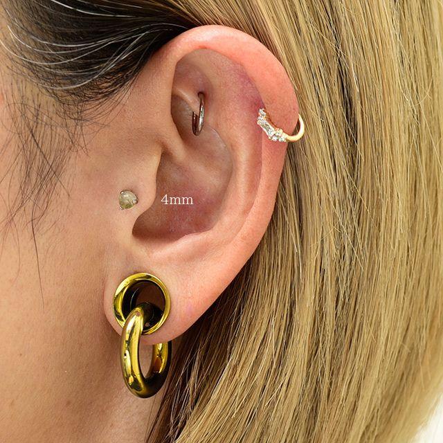 プッシュピアス 20G 18G 16G 14G ルチルクォーツ チタンピアス 金属