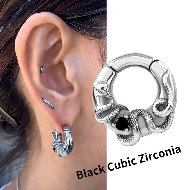 ワンタッチピアス 8G 6G スネイク 蛇ピアス クリッカー 磁石 簡単