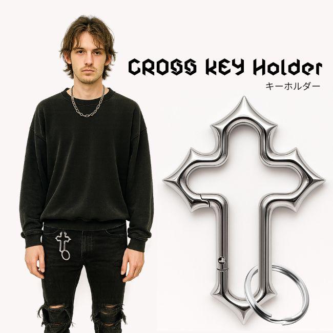 キーホルダー キーリング クロス 十字架 ロック ゴシック ストリート