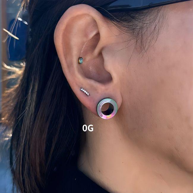 ボディピアス 2G 0G 00G チタン レインボー フレッシュ トンネルピアス
