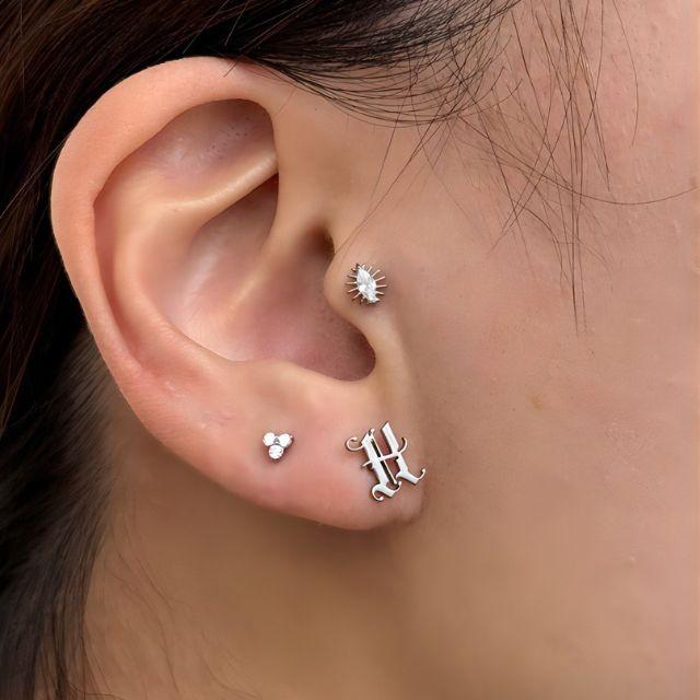 ボディピアス プッシュピアス 20G 18G 16G 14G old English Initial