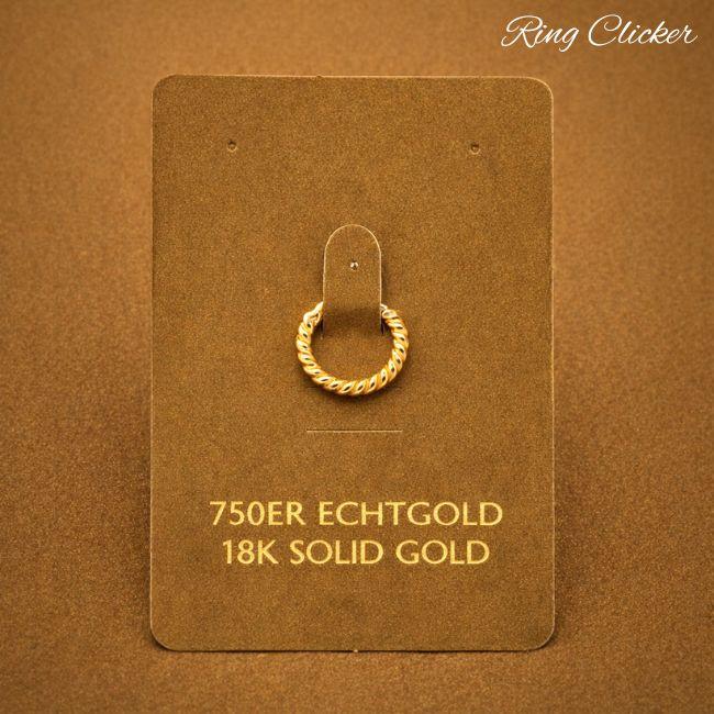 K18 18g 18金ゴールド 内径6mm ツイスト ワンタッチピアス 18K セグメントリングピアス クリッカー リングピアス ロブ 軟骨ピアス トラガス ロックの画像