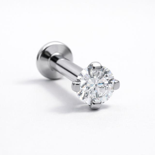 一粒ダイヤモンド ピアス 0.23ct 18G 16G 14G チタン 金属アレルギー対応 立爪 レディース 軟骨ピアス ヘリックス ロブ 上品 ギフトの画像