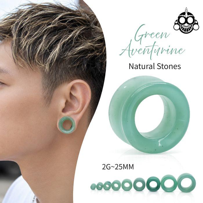 ボディピアス 12mm 14mm グリーンアベンチュリン 天然石 ダブルフレア