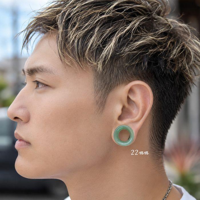 ボディピアス 12mm 14mm グリーンアベンチュリン 天然石 ダブルフレア