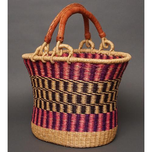 アフリカ ブルキナファソ マルシェ バスケット DX ブラウン レザー L