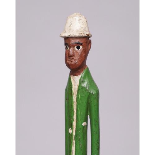 アフリカ コートジボワール コロン人形 グリーンジャケットの男 木彫り
