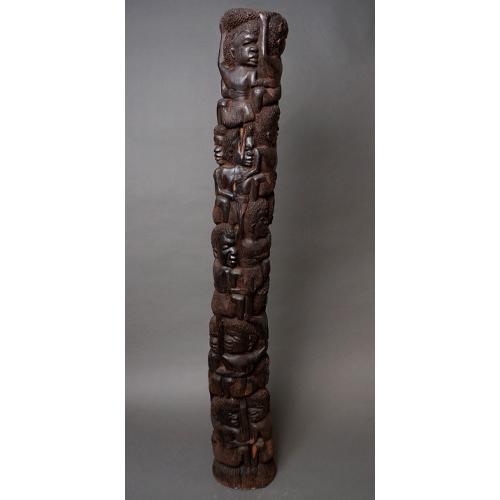 ボゴランマーケットアフリカ　タンザニア　特大　マコンデ　立像　黒檀彫刻　木彫り　135cm　ウジャマ　一刀彫