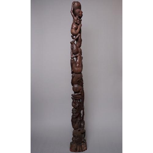 ボゴランマーケットアフリカ　タンザニア　特大　マコンデ　黒檀　立像　ウジャマ　木彫り　157cm　一刀彫