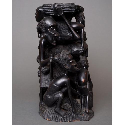 アフリカ タンザニア マコンデ ウジャマ 黒檀彫刻 32cm 木彫り 立像
