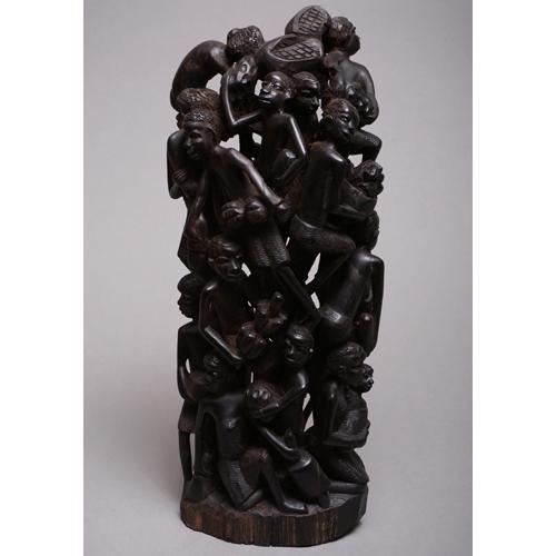 アフリカ タンザニア マコンデ ウジャマ 46cm 木彫り 立像 黒檀 一刀彫 