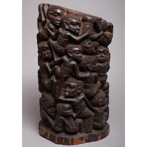 アフリカ 卓抜 タンザニア マコンデ ウジャマ 48cm 一刀彫 立像 激安通販 黒檀 木彫り