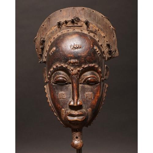 アフリカ コートジボワール バウレ マスク 仮面 No 75 プリミティブアート 木彫り アフリカンアート 彫刻 バウレ族 109 237 9 154