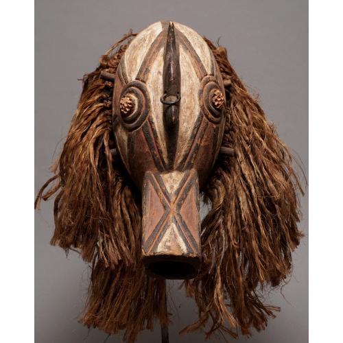 【正規品質保証】 アフリカ　ブルキナファソ　ボボ族　マスク　仮面　No.246　木彫り　アフリカンアート　彫刻 お面